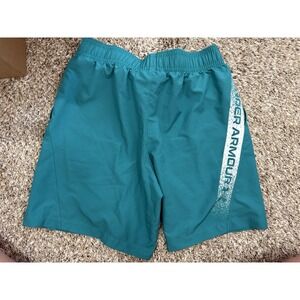 UNDER‎ ARMOUR MEN SMALL LOOSE FIT WOVEN GRAPHIC SHORTS TEAL GREEN Large 2022